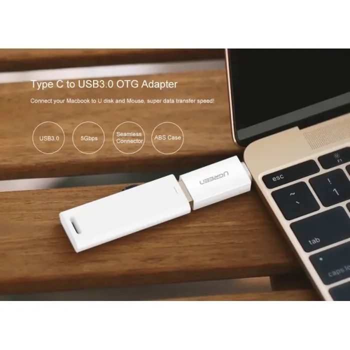 Переходник OTG USB 3.0 AF to USB-C US173 White UGREEN (30155) изображение 5