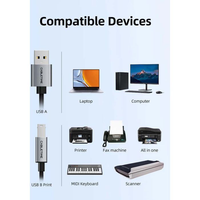 Кабель для принтера USB 2.0 AM/BM 2.0m Cabletime (CA915217) зображення 7