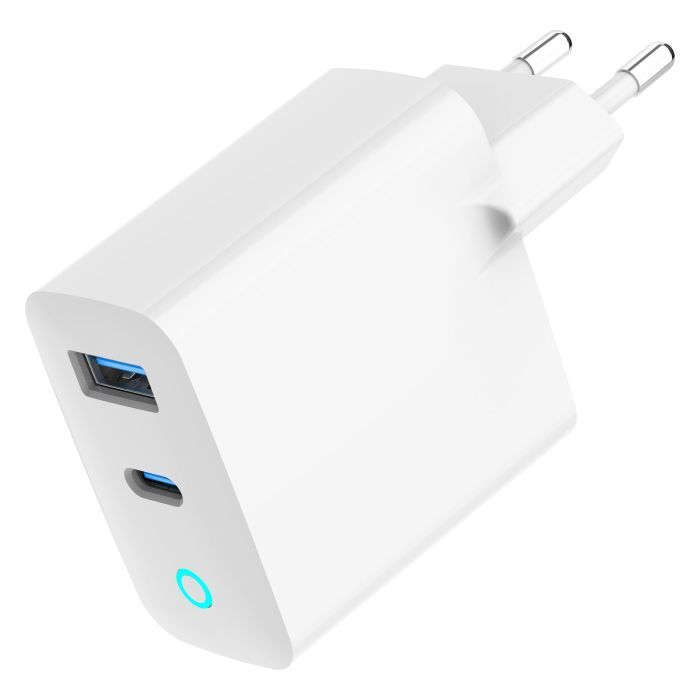 Зарядное устройство Gembird 1xUSB-C PD30W + 1xUSB QC3.0 LED white (TA-UC-PDQC30L-W-01) изображение 3