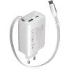 Зарядное устройство Canyon 1xUSB-C PD65W + 1xUSB QC3.0 + cable USB-C to USB-C white (CNS-CURC65ACW) изображение 2
