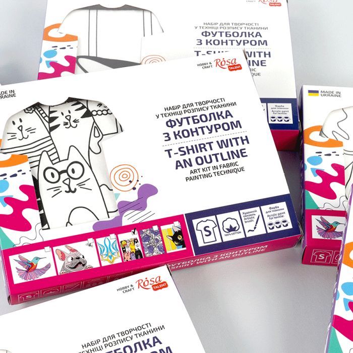 Набір для творчості Rosa футболка-розмальовка, Котики, бавовна 100, розмір S (4823098542100) зображення 2