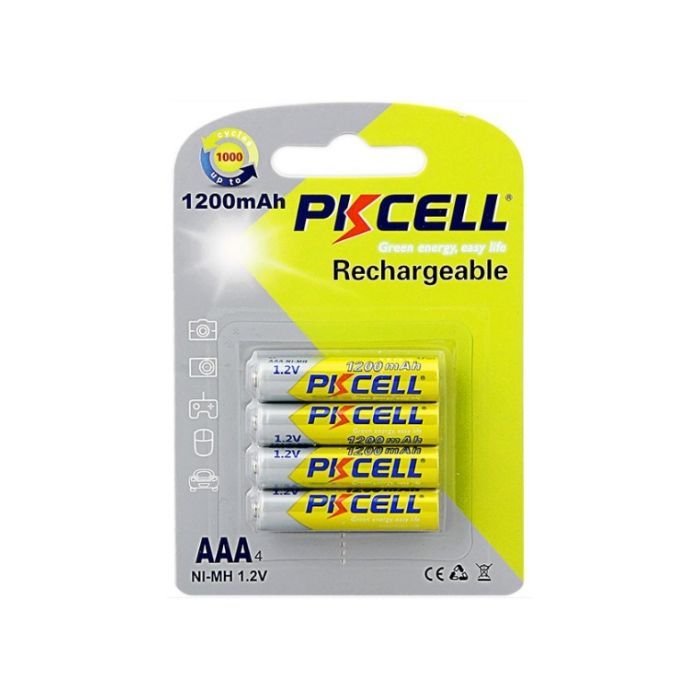 Аккумулятор AAA R03 1200mAh 1.2V NiMH Rechargeable Battery, 4шт/бл PkCell (PC/AAA1200-4B)