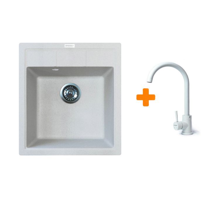 Мойка кухонная Adamant Brick Old stone + змішувач (4824296209210)