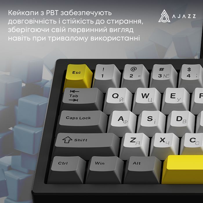 Клавиатура Ajazz AK650 Moon Yellow Switch USB UA Black/Grey/Yellow (AK650-MY-GWY) изображение 10