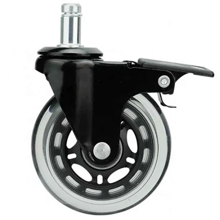 Ролик для кресла Аклас FI 11 бесшумный со стопором D-75, Прозрачный (00166280)