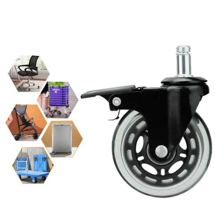 Ролик для кресла Аклас FI 11 бесшумный со стопором D-75, Прозрачный (00166280) изображение 6