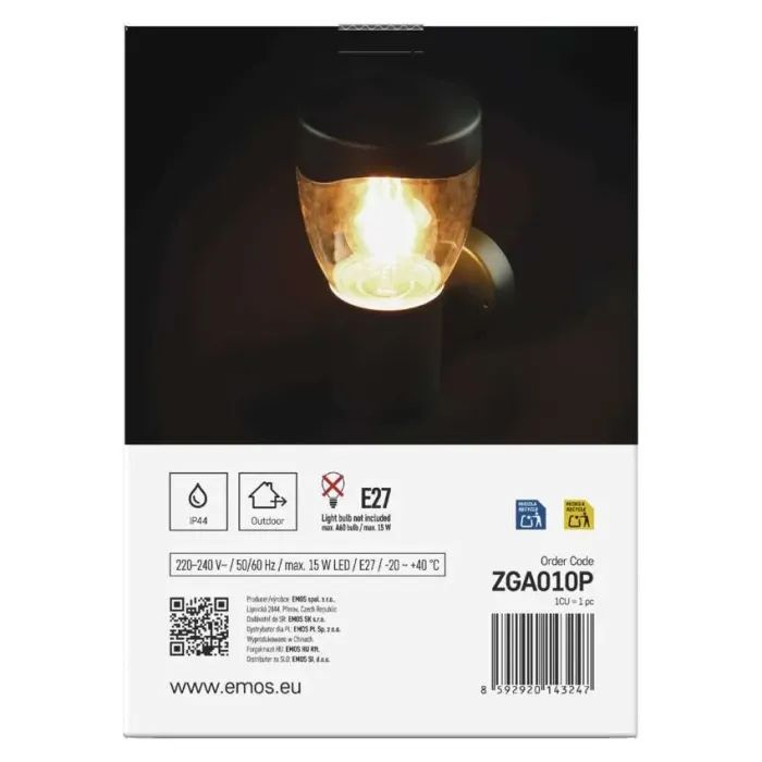 Светильник EMOS E27 15 Вт IP44 (ZGA010P) изображение 8