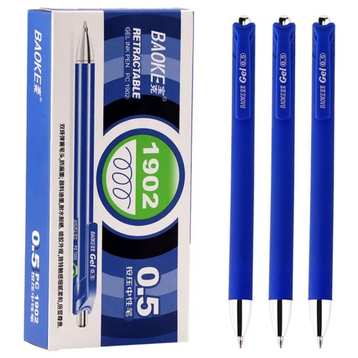 Ручка гелевая Baoke автоматическая 0,5 мм, покрытие софт, синяя, 12 шт (PC1902)
