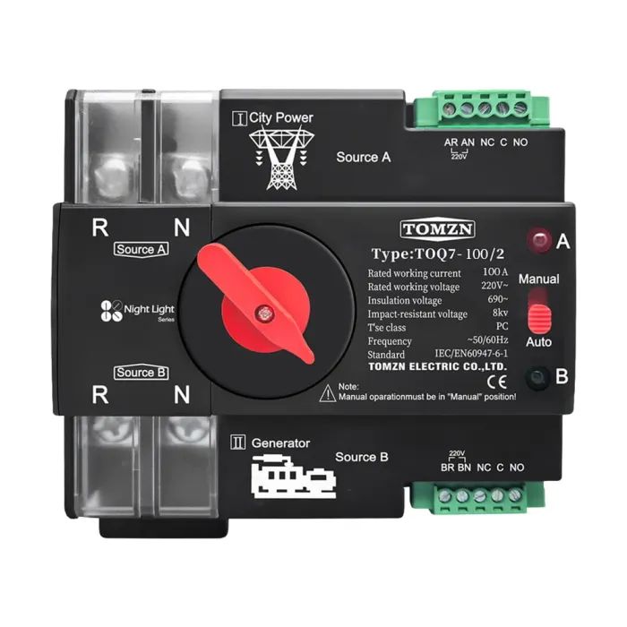 Автоматичний вимикач TOMZN TOQ7/2P 100A