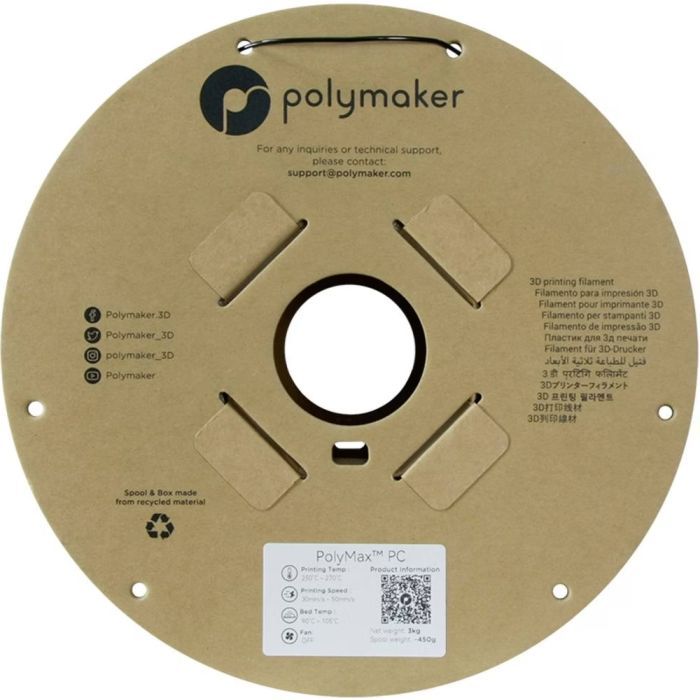 Пластик для 3D-принтера Polymaker PC PolyMax TOUGH 1,75mm 0,75kg BLACK (PC02001) изображение 2