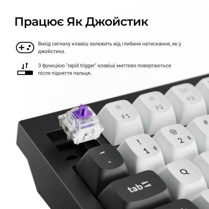 Клавіатура Keychron Q1 HE Magnetic Switch RGB UA Black (Q1H-M1-UA) зображення 10