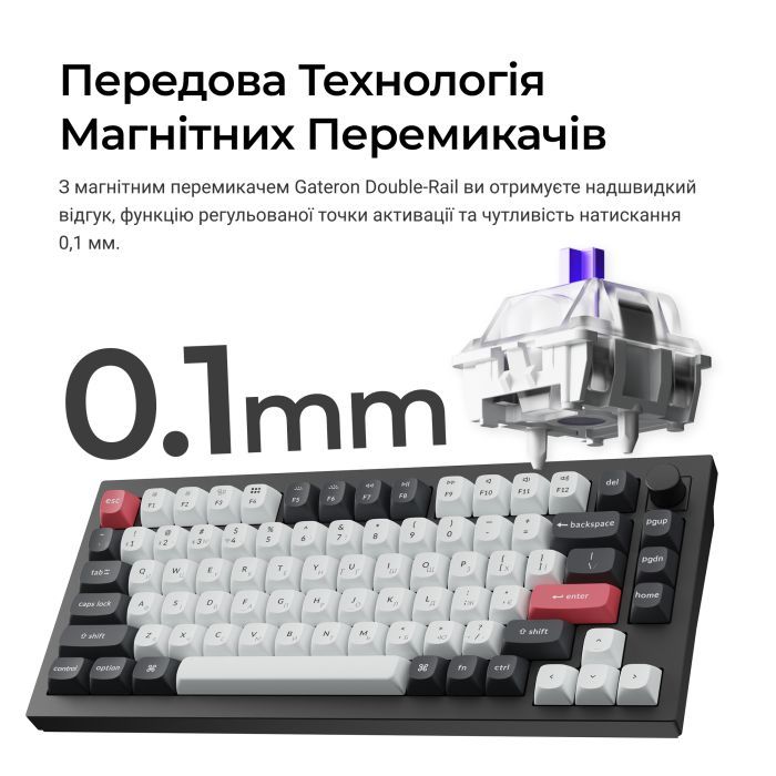 Клавіатура Keychron Q1 HE Magnetic Switch RGB UA Black (Q1H-M1-UA) зображення 8