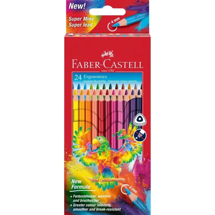Карандаши цветные Faber-Castell Colour pencils Ergonomics, тригранні 24 кольора, (116544) (32851)