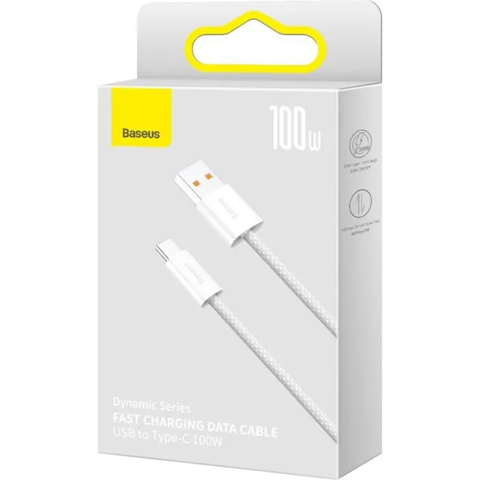 Дата кабель USB 2.0 AM to USB-C 2.0m 100W white Baseus (CALD000702) изображение 7