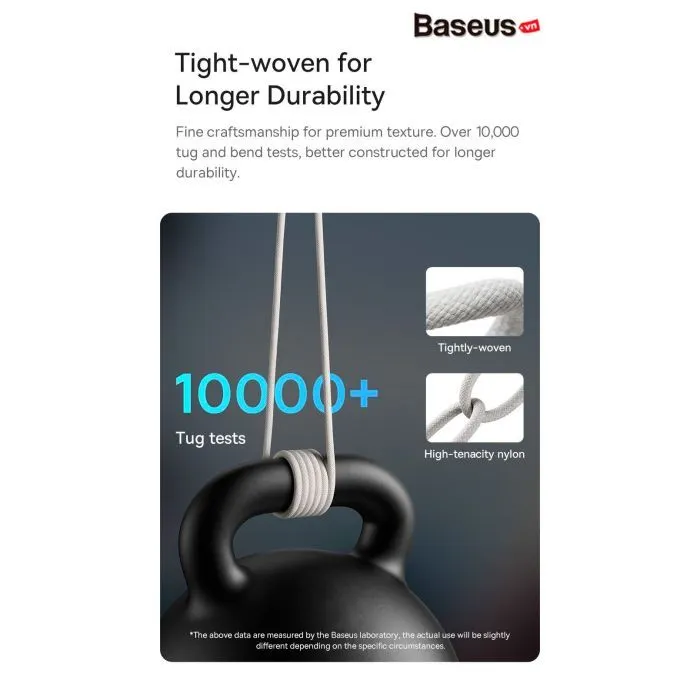 Дата кабель USB 2.0 AM to USB-C 2.0m 100W white Baseus (CALD000702) изображение 9