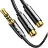 Кабель мультимедийный 3.5mm M to 2x3.5mm F 0.2m AV141 black Ugreen (30619) изображение 2