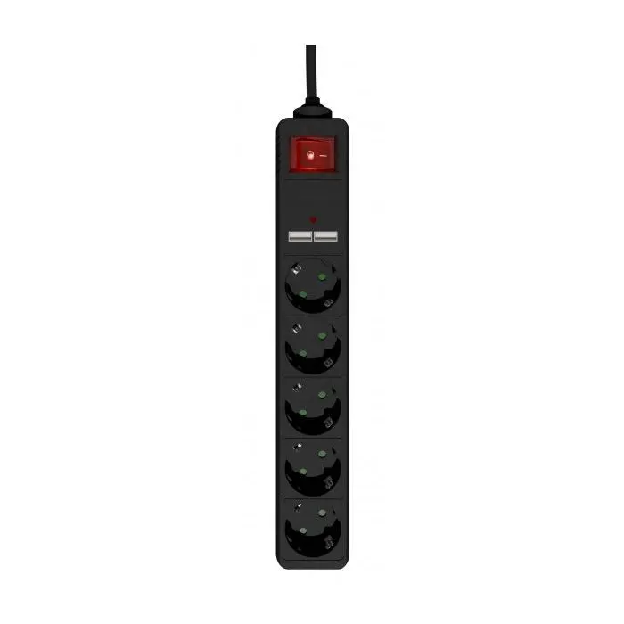 Мережевий фільтр живлення EnerGenie 5 розеток 1.5 м Black (SPG5-U2-5-02)