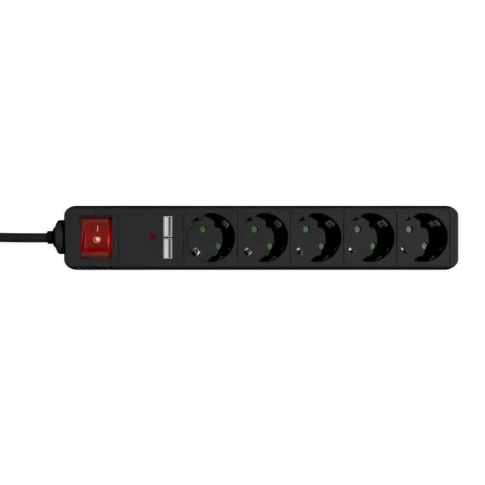Мережевий фільтр живлення EnerGenie 5 розеток 1.5 м Black (SPG5-U2-5-02) зображення 2