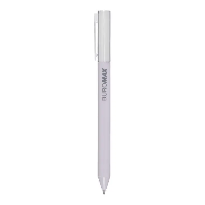 Ручка гелевая Buromax автоматическая PRESTIGE SILVER, 0,5 мм, синие чернила, зефирная (BM.83102-43)