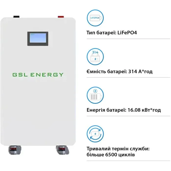 Батарея LiFePo4 GSL 51.2V 314Ah 16kWh (GSL-W-A16K) зображення 4