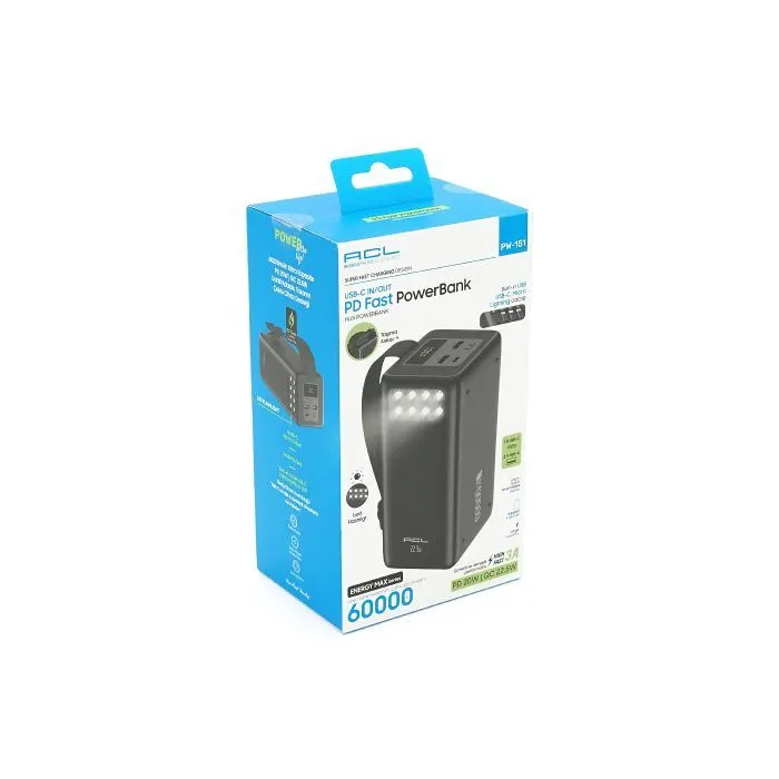 Батарея универсальная ACL 60000mAh, 22.5W, Flashlight (PW-151) изображение 4
