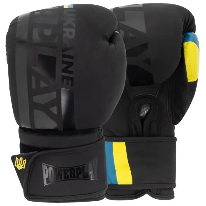 Боксерські рукавички PowerPlay 3021 Ukraine Чорні 14 унцій (PP_3021_14oz_Black)