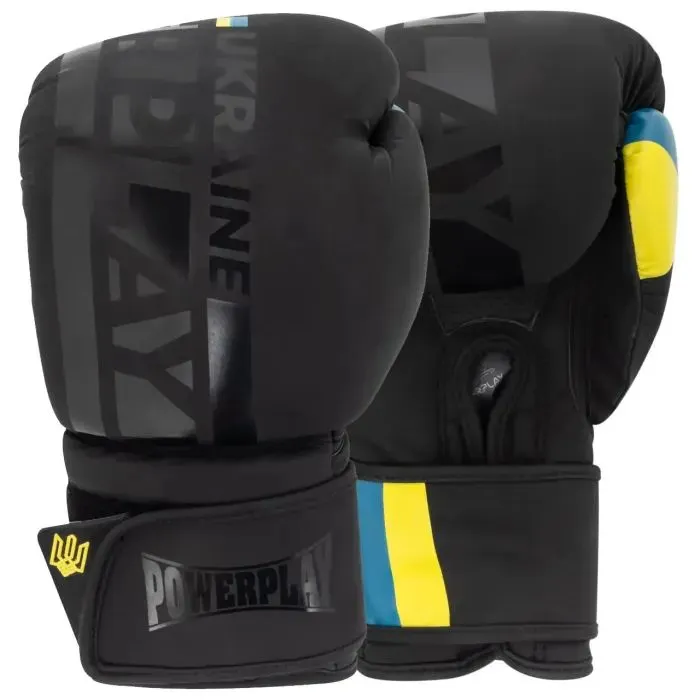 Боксерські рукавички PowerPlay 3021 Ukraine Чорні 12 унцій (PP_3021_12oz_Black)