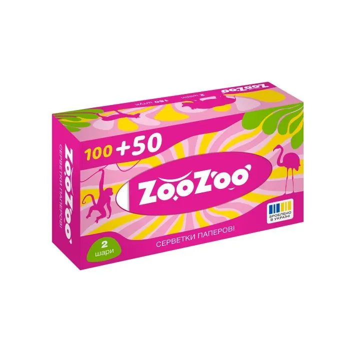 Серветки косметичні ZooZoo 2 шари 150 шт. (4820183973641) зображення 3