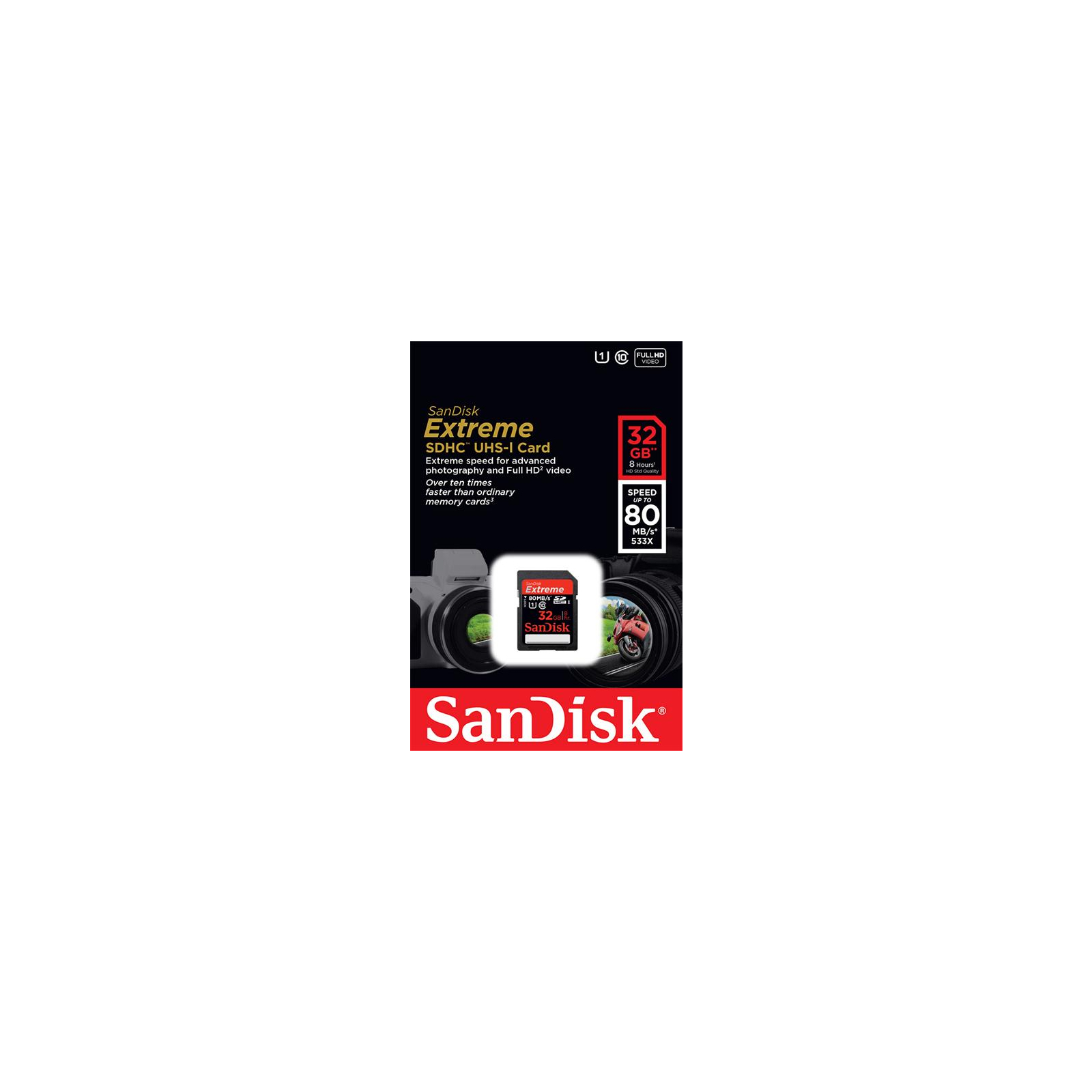 Карта памяти SanDisk 32Gb SDHC HD Video eXtreme UHS-I Class 10 (SDSDXS-032G-X46) изображение 2