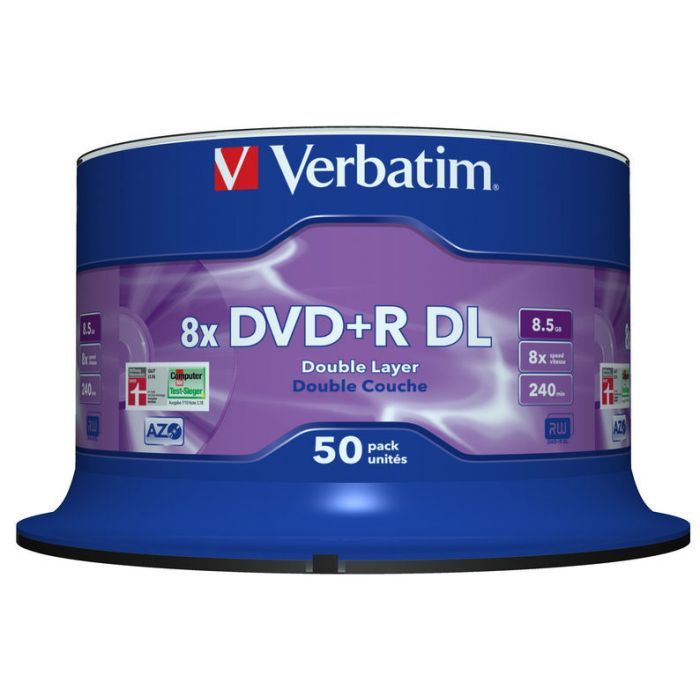 Диск DVD Verbatim 8.5Gb 8X CakeBox 50 шт MATT SILVER SURFACE (43758) изображение 2