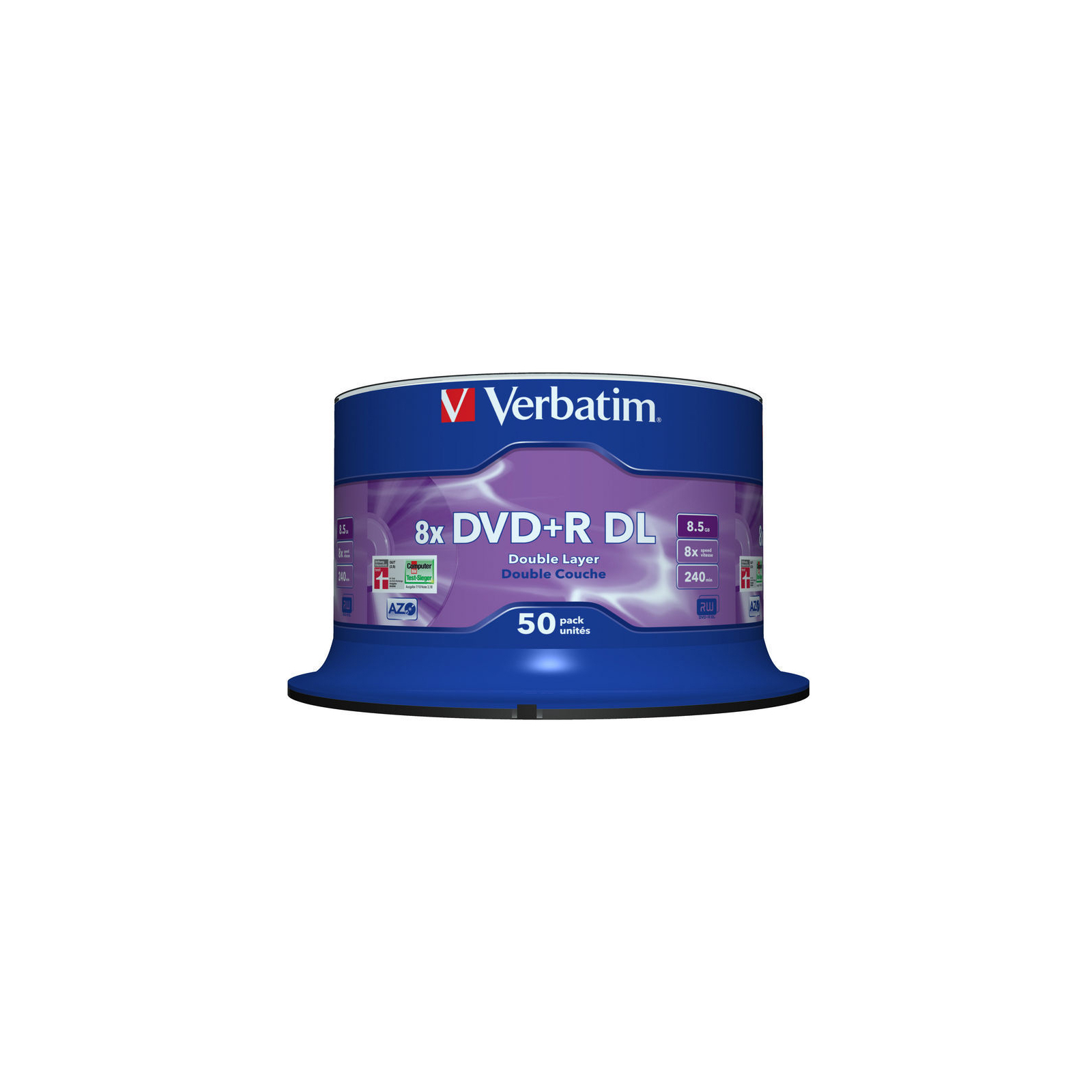 Диск DVD Verbatim 8.5Gb 8X CakeBox 50 шт MATT SILVER SURFACE (43758) изображение 2