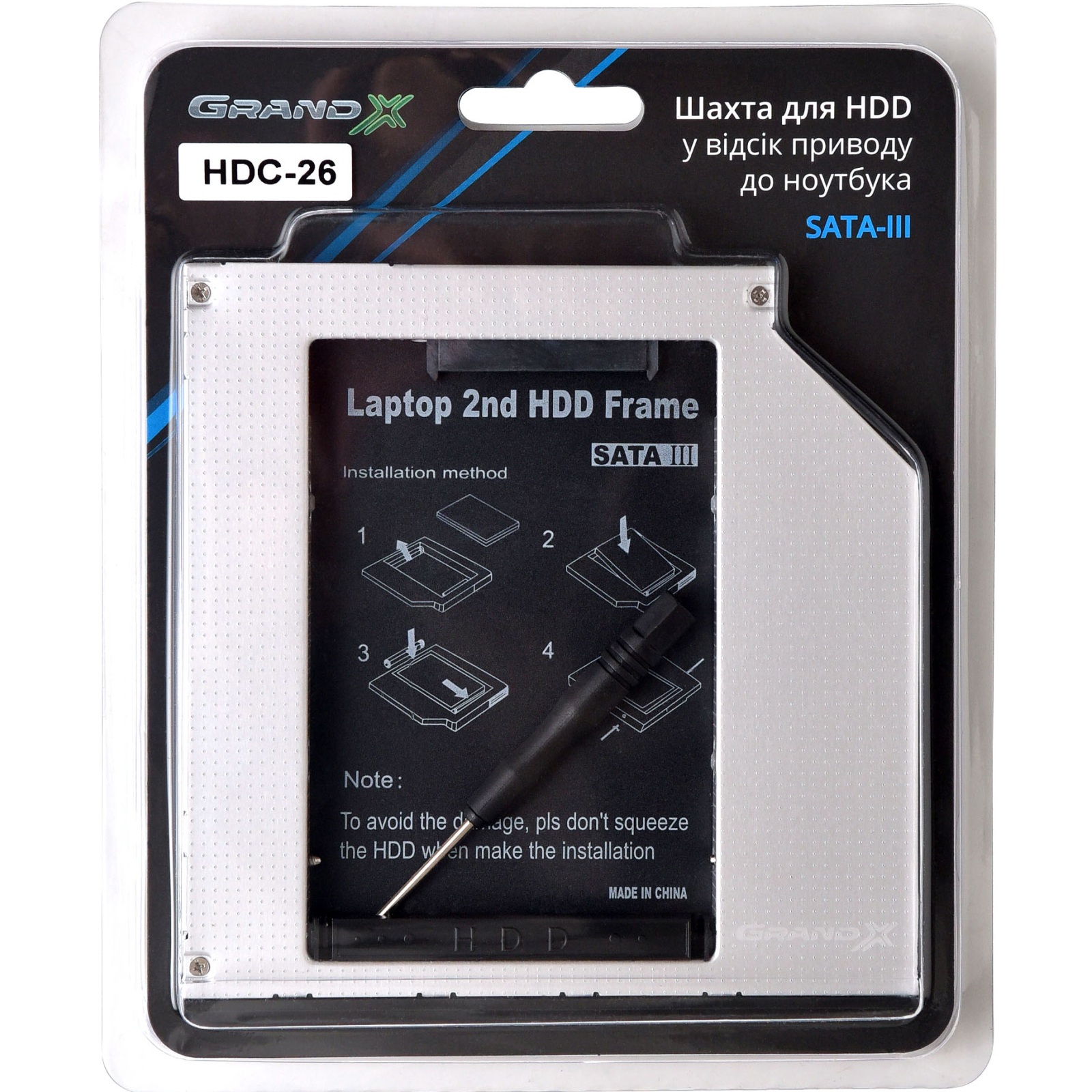 Фрейм-переходник Grand-X HDD 2.5'' to notebook 9.5 mm ODD SATA3 (HDC-26) изображение 3