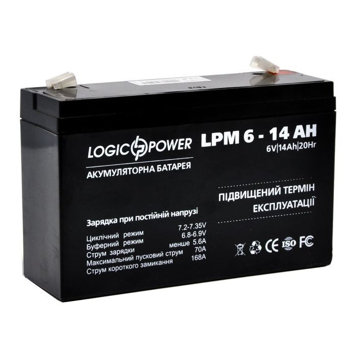 Батарея до ДБЖ LogicPower LPM 6В 14 Ач (4160) зображення 2