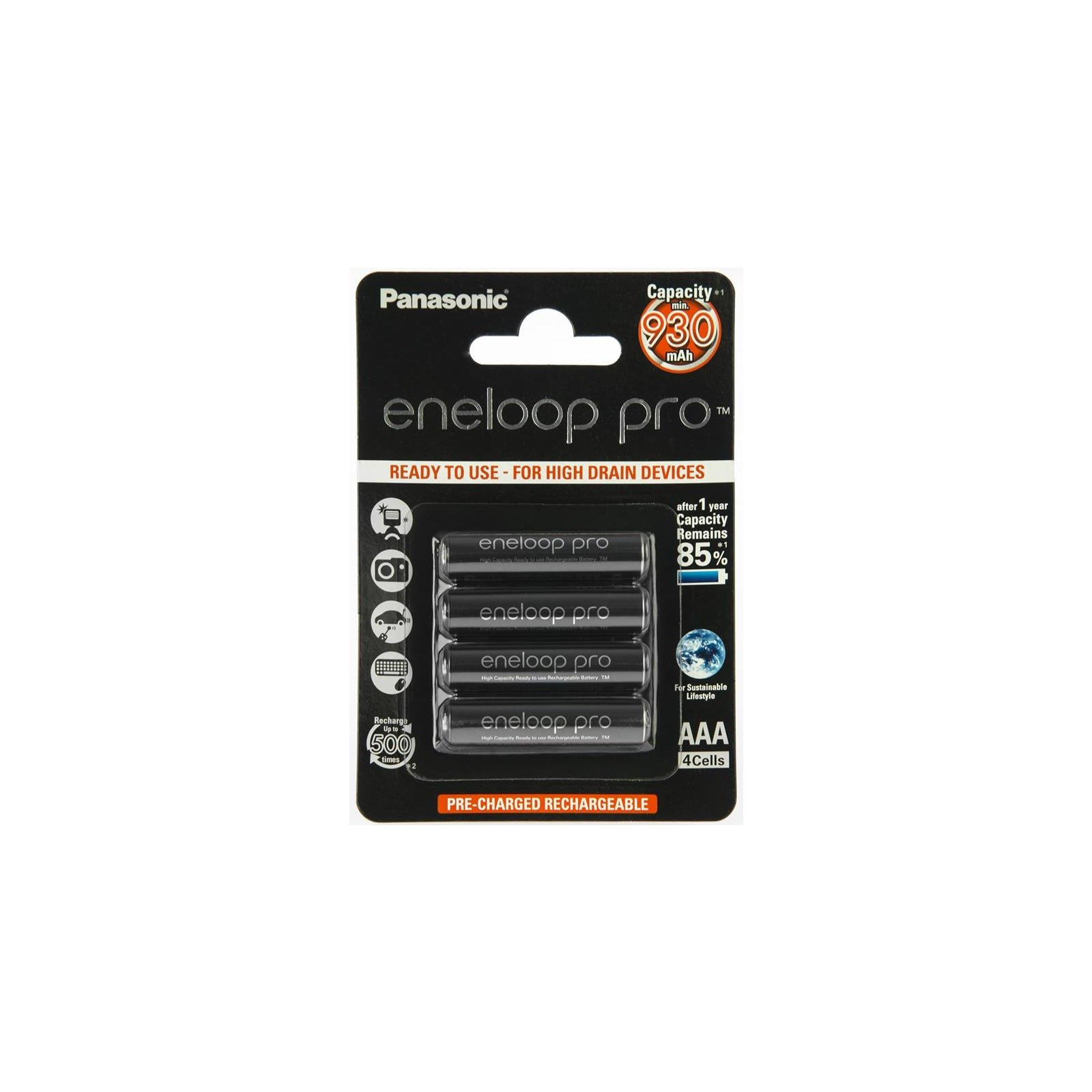 Аккумулятор Panasonic Eneloop Pro AAA 930 mAh NI-MH * 4 (BK-4HCDE/4BE)