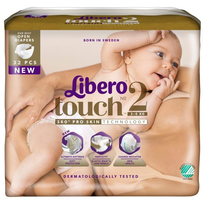 Підгузки Libero Touch 2 (3-6 кг) 32 шт (7322541070315) зображення 2