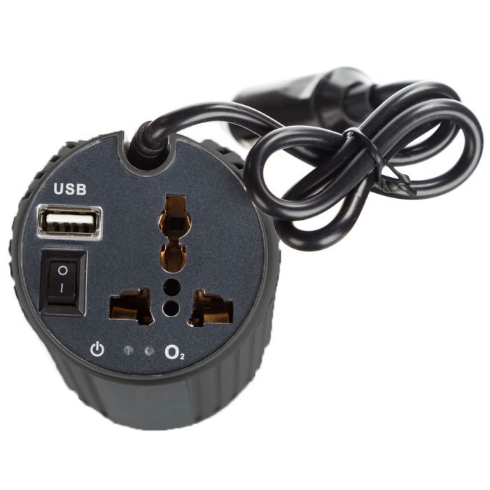 Автомобильный инвертор Porto 12V/220V 150W, USB, ионизатор, Black (MNY-150B) изображение 3