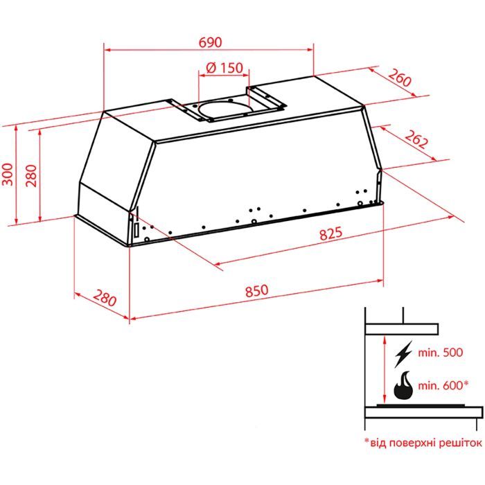 Вытяжка кухонная Weilor PPE 8230 SS 1000 LED изображение 10