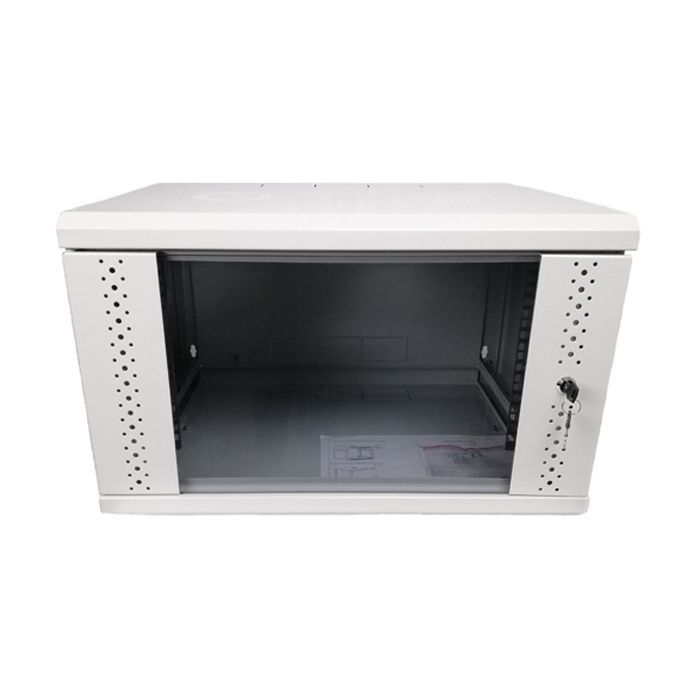 Шкаф настенный Eserver 4U 19" 600х350х284 (Ш*Г*В), сктекло, серая (ES-Е435G)