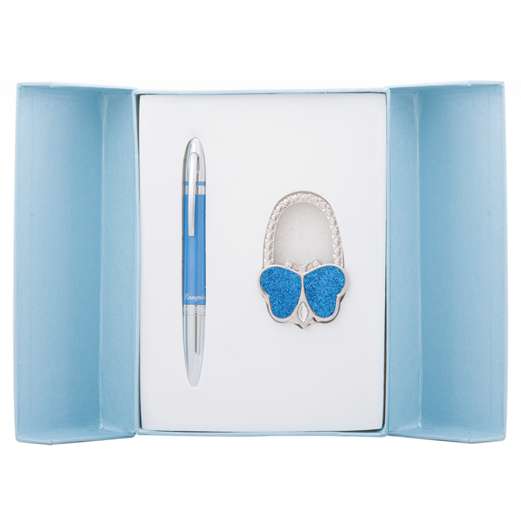 Ручка шариковая Langres набор ручка + крючок для сумки Lightness Синий (LS.122030-02)