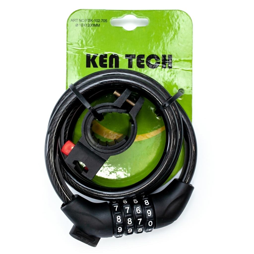 Замок велосипедный Ken Tech FSK-102.705 Code 10mm x 1200mm Black (LCK-045)