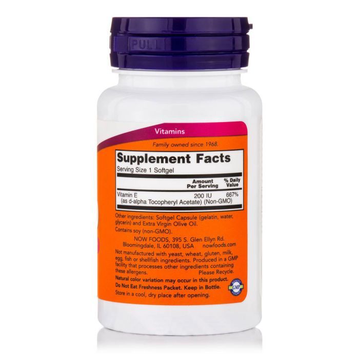 Витамин Now Foods Витамин E, Е-200, 100 желатиновых капсул (NF0825) изображение 2