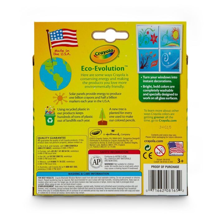 Фломастеры Crayola Набор Washable для рисования на стекле 8 шт (256344.024) изображение 3