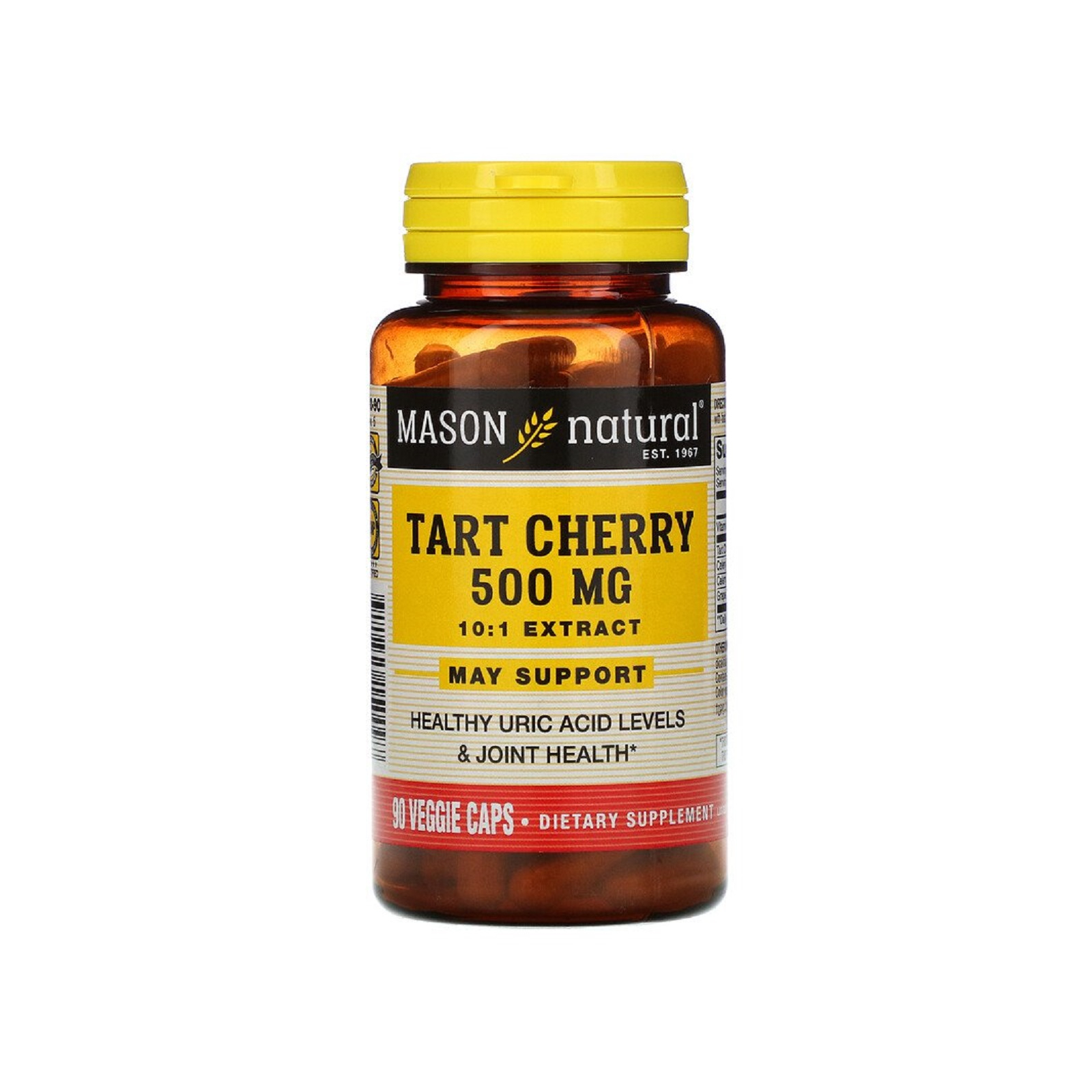 Травы Mason Natural Вишневый Экстракт 500 мг, Tart Cherry, 90 вегетарианских ка (MAV-15009)