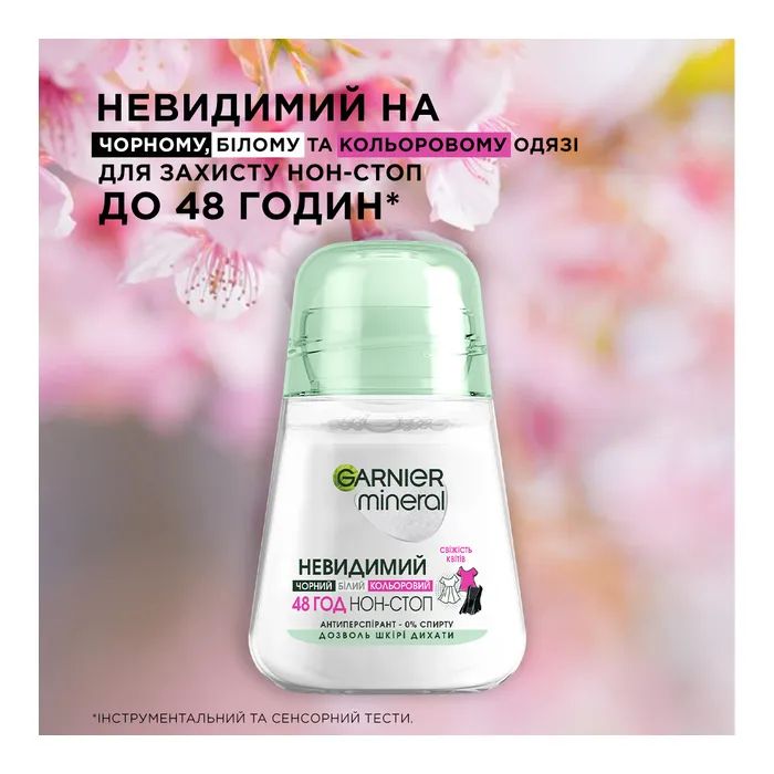 Антиперспірант Garnier Mineral Невидимий Свіжість Квітів роликовий 50 мл (3600541448148) зображення 4
