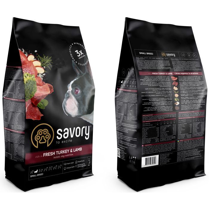 Сухий корм для собак Savory Small Breed rich in Fresh Turkey and Lamb 3 кг (4820232630358) зображення 2