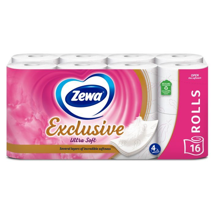 Туалетная бумага Zewa Exclusive Ultra Soft 4 слоя 16 рулонов (7322541188812)