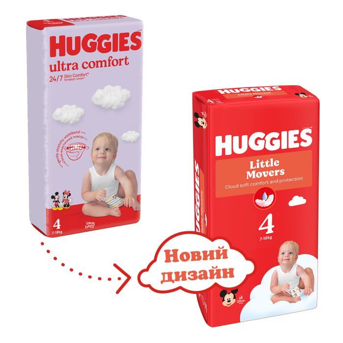 Подгузники Huggies Little Movers Mega 4 (7-18) кг 66 шт (5029053548777) изображение 3