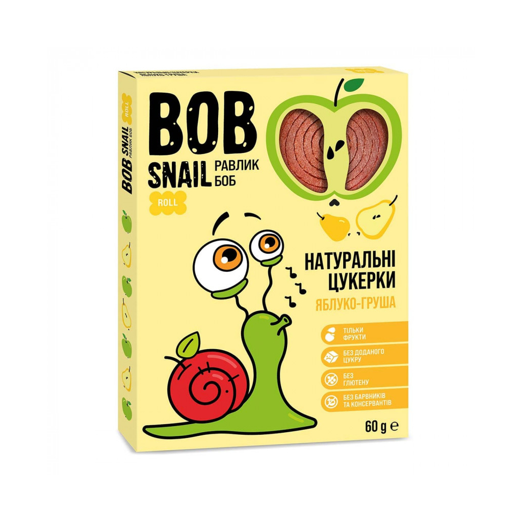 Конфета Bob Snail Улитка Боб яблуково-грушева 60 г (4820162520187)