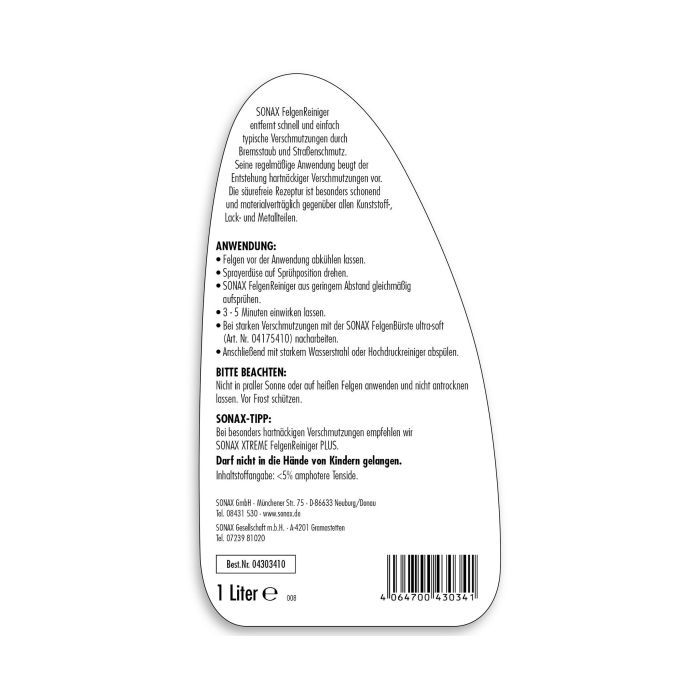 Автомобильный очиститель Sonax Felgenreiniger 1л (430341) изображение 2