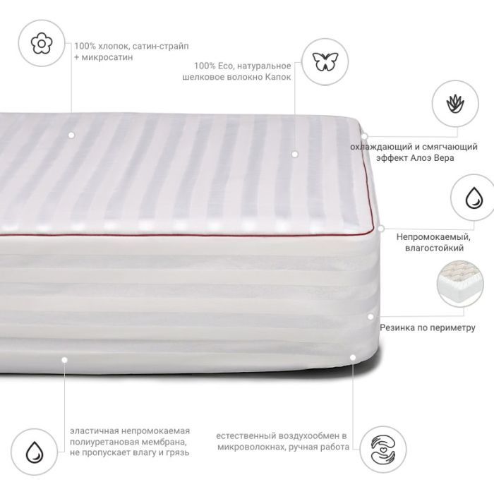 Наматрацник MirSon DeLuxe Silk Aloe Vera 301 100x20 (2200000375407) зображення 2